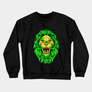 Lion Skull Interactive Magenta&Green Filter T-Shirt By Red&Blue Crewneck Sweatshirt